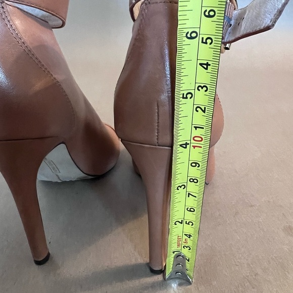 Vince Camuto Kalisi Brown Buttery Soft Leather Peep Toe High Heel Strap Boots - Picture 5 of 9